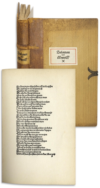 German Language Edition of ''Solomon and Marcolf'' -- Bound in Wood & Leather With Metal Clasp
